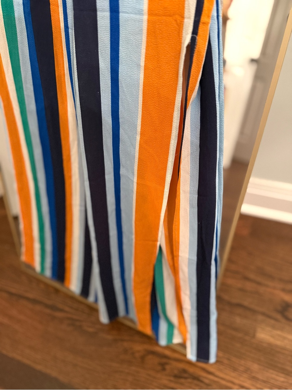 Monteau Striped Spaghetti-Strap Jumpsuit in Blue, Orange & Green - Picture 3 of 5